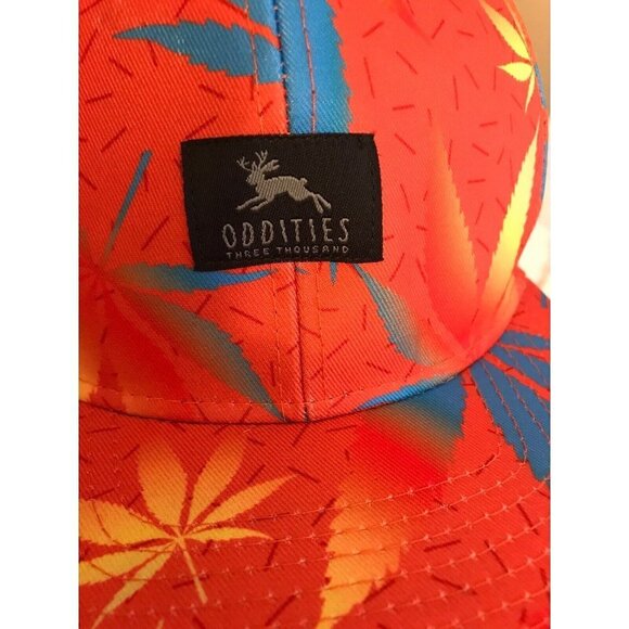 Oddities Three Thousand Marijuana Leaf Orange Snapback Baseball Cap Hat One Size - Picture 2 of 5